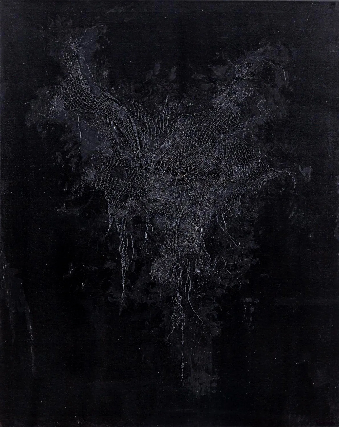 Calm, 2021, Assemblage — used polypropylene nets, fabric, acrylic and oil on canvas